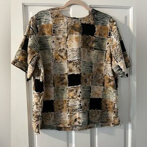 Vintage Jordan Black and Brown Casual Button Back Boxy Shirt